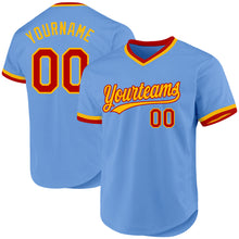 Charger l'image dans la galerie, Custom Light Blue Red-Gold Authentic Throwback Baseball Jersey