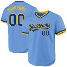 Charger l'image dans la galerie, Custom Light Blue Royal-Gold Authentic Throwback Baseball Jersey