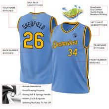 Загрузить изображение в средство просмотра галереи, Custom Light Blue Gold-Black Authentic Throwback Basketball Jersey