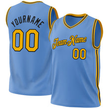 Загрузить изображение в средство просмотра галереи, Custom Light Blue Gold-Black Authentic Throwback Basketball Jersey