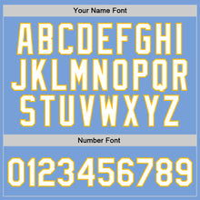 Загрузить изображение в средство просмотра галереи, Custom Light Blue White-Gold Authentic Throwback Basketball Jersey