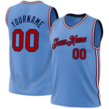 Загрузить изображение в средство просмотра галереи, Custom Light Blue Red-Navy Authentic Throwback Basketball Jersey