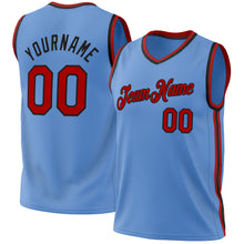 Загрузить изображение в средство просмотра галереи, Custom Light Blue Red-Black Authentic Throwback Basketball Jersey