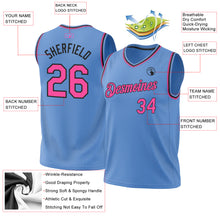 Загрузить изображение в средство просмотра галереи, Custom Light Blue Pink-Black Authentic Throwback Basketball Jersey