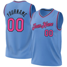 Загрузить изображение в средство просмотра галереи, Custom Light Blue Pink-Black Authentic Throwback Basketball Jersey