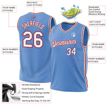 Загрузить изображение в средство просмотра галереи, Custom Light Blue White-Red Authentic Throwback Basketball Jersey