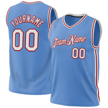 Загрузить изображение в средство просмотра галереи, Custom Light Blue White-Red Authentic Throwback Basketball Jersey