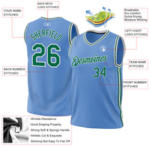 Load image into Gallery viewer, Custom Light Blue Kelly Green-White Authentic Throwback Basketball Jersey