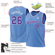 Load image into Gallery viewer, Custom Light Blue Purple-White Authentic Throwback Basketball Jersey