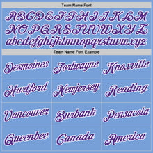 Load image into Gallery viewer, Custom Light Blue Purple-White Authentic Throwback Basketball Jersey