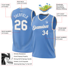 Laden Sie das Bild in den Galerie-Viewer, Custom Light Blue White-Gray Authentic Throwback Basketball Jersey