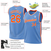 Load image into Gallery viewer, Custom Light Blue Orange-White Authentic Throwback Basketball Jersey