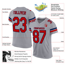 Load image into Gallery viewer, Custom Light Gray Red-Navy Mesh Authentic Football Jersey