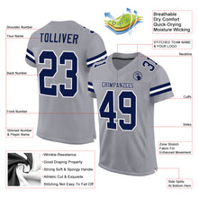 Charger l'image dans la galerie, Custom Light Gray Navy-White Mesh Authentic Football Jersey