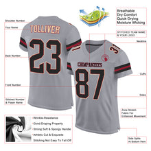 Загрузить изображение в средство просмотра галереи, Custom Light Gray Black-Crimson Mesh Authentic Football Jersey