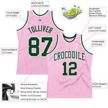 Load image into Gallery viewer, Custom Light Pink Green-White Authentic Throwback Basketball Jersey