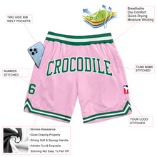 Load image into Gallery viewer, Custom Light Pink Kelly Green-White Authentic Throwback Basketball Shorts