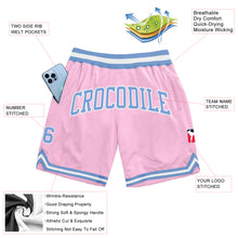 Load image into Gallery viewer, Custom Light Pink Light Blue-White Authentic Throwback Basketball Shorts