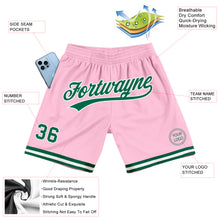 Laden Sie das Bild in den Galerie-Viewer, Custom Light Pink Kelly Green-White Authentic Throwback Basketball Shorts