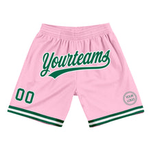 Load image into Gallery viewer, Custom Light Pink Kelly Green-White Authentic Throwback Basketball Shorts
