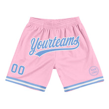 Load image into Gallery viewer, Custom Light Pink Light Blue-White Authentic Throwback Basketball Shorts