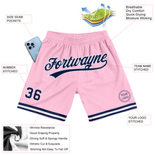 Load image into Gallery viewer, Custom Light Pink Navy-White Authentic Throwback Basketball Shorts