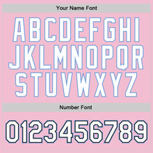 Laden Sie das Bild in den Galerie-Viewer, Custom Light Pink Black-Light Blue Authentic Throwback Basketball Jersey