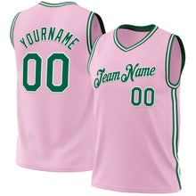 Laden Sie das Bild in den Galerie-Viewer, Custom Light Pink Kelly Green-White Authentic Throwback Basketball Jersey