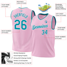 Загрузить изображение в средство просмотра галереи, Custom Light Pink Teal-White Authentic Throwback Basketball Jersey