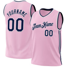 Laden Sie das Bild in den Galerie-Viewer, Custom Light Pink Navy-White Authentic Throwback Basketball Jersey