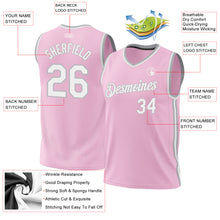Laden Sie das Bild in den Galerie-Viewer, Custom Light Pink White-Gray Authentic Throwback Basketball Jersey