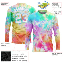 Laden Sie das Bild in den Galerie-Viewer, Custom Tie Dye White-Light Blue Rainbow 3D Long Sleeve Performance T-Shirt