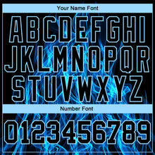 Load image into Gallery viewer, Custom Black Black-Light Blue Flame 3D Pattern Long Sleeve Performance T-Shirt