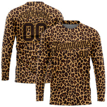 Загрузить изображение в средство просмотра галереи, Custom Brown Brown-Old Gold Leopard 3D Pattern Long Sleeve Performance T-Shirt