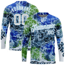 Загрузить изображение в средство просмотра галереи, Custom Tie Dye White-Light Blue Abstract Art 3D Long Sleeve Performance T-Shirt