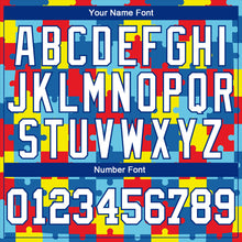 Load image into Gallery viewer, Custom Colorful White-Royal Autism Awareness Puzzle Pieces 3D Pattern Long Sleeve Performance T-Shirt