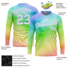 Load image into Gallery viewer, Custom Tie Dye White-Light Blue Rainbow 3D Long Sleeve Performance T-Shirt
