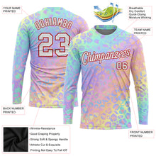 Laden Sie das Bild in den Galerie-Viewer, Custom Pink White-Red Leopard 3D Pattern Long Sleeve Performance T-Shirt