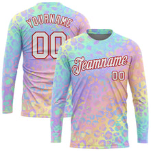 Laden Sie das Bild in den Galerie-Viewer, Custom Pink White-Red Leopard 3D Pattern Long Sleeve Performance T-Shirt