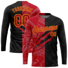 Load image into Gallery viewer, Custom Graffiti Pattern Red-Gold Scratch 3D Long Sleeve Performance T-Shirt