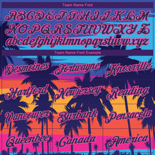 Загрузить изображение в средство просмотра галереи, Custom Royal Navy-Pink Hawaii Palm Trees 3D Pattern Long Sleeve Performance T-Shirt