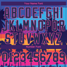 Загрузить изображение в средство просмотра галереи, Custom Royal Navy-Pink Hawaii Palm Trees 3D Pattern Long Sleeve Performance T-Shirt