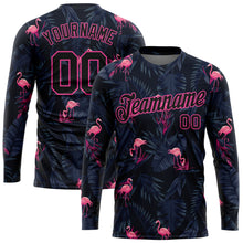 Загрузить изображение в средство просмотра галереи, Custom Black Black-Pink Flamingo 3D Pattern Long Sleeve Performance T-Shirt