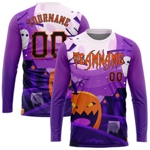 Загрузить изображение в средство просмотра галереи, Custom 3D Pattern Halloween Pumpkins Horror Night Long Sleeve Performance T-Shirt