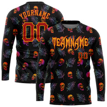 Загрузить изображение в средство просмотра галереи, Custom 3D Pattern Halloween Skulls And Palm Leaves Long Sleeve Performance T-Shirt