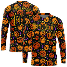 Laden Sie das Bild in den Galerie-Viewer, Custom 3D Pattern Halloween Pumpkins Bats Stars Long Sleeve Performance T-Shirt