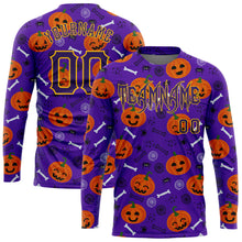 Загрузить изображение в средство просмотра галереи, Custom 3D Pattern Halloween Pumpkins Long Sleeve Performance T-Shirt