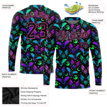 Загрузить изображение в средство просмотра галереи, Custom 3D Pattern Bright Multicolored Halloween Bats Long Sleeve Performance T-Shirt