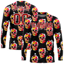 Загрузить изображение в средство просмотра галереи, Custom 3D Pattern Halloween Skulls Long Sleeve Performance T-Shirt