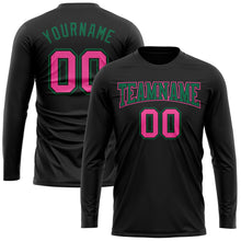 Load image into Gallery viewer, Custom Black Pink-Kelly Green Long Sleeve Performance T-Shirt